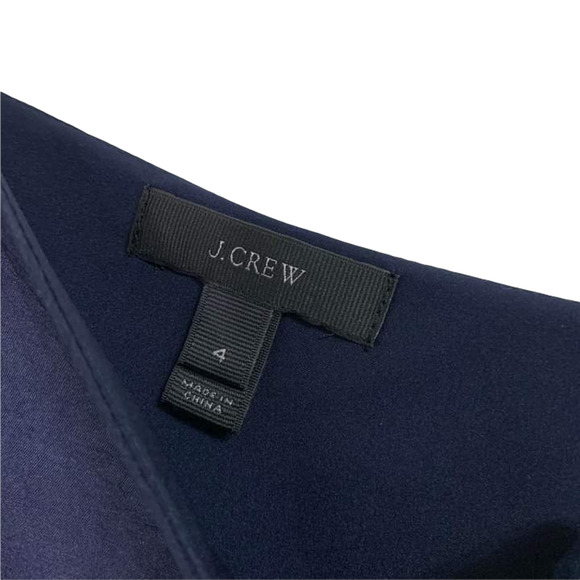 J.CREW Navy Peplum‎ Silk Tie Top Size 4 #G5365 - Picture 3 of 7